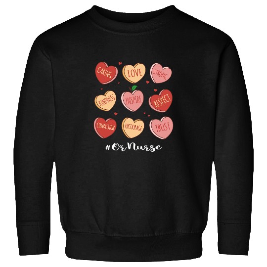 Retro Hearts OR nurses Valentines Day Women nurses Sweatshirts