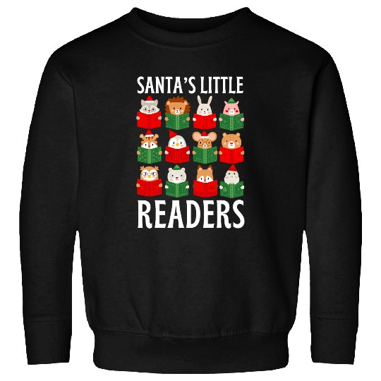 Santas Little Readers Christmas Reading Teacher Sweatshirts