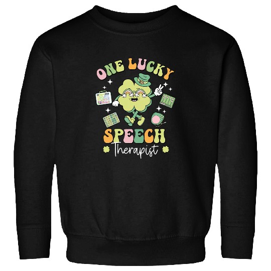 One Lucky Speech Therapist SLP Shamrock St Patricks Day Sweatshirts