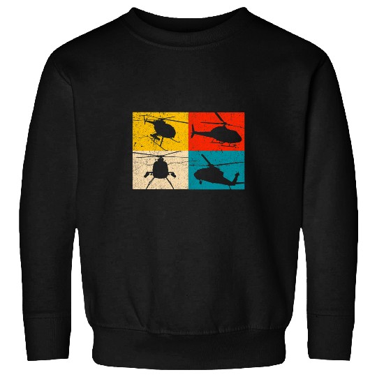 Retro Helicopter Heartbeat Aviator Pilot Aviation Chopper Sweatshirts
