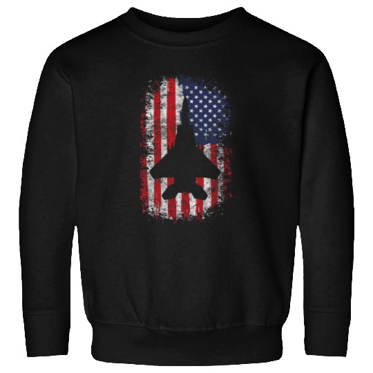 F22 Raptor Fighter Jet Silhouette USA Flag F18 Plane Sweatshirts