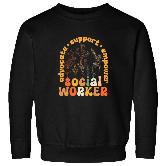 Retro Groovy Social Worker Flower Funny Social Work Month 2 Sweatshirts