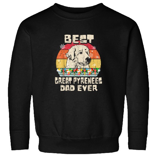 Mens Great Pyrenees Dad Ever Retro Christmas Party Style Sweatshirts
