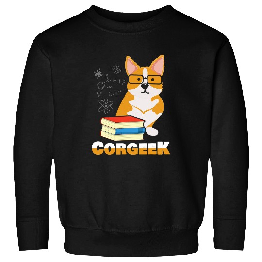 Funny Corgi Geek Corgeek Book Lovers Gift design 1 Sweatshirts