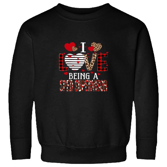 I Love Being A Sped Supervisor Red Plaid Hearts Valentines Sweatshirts