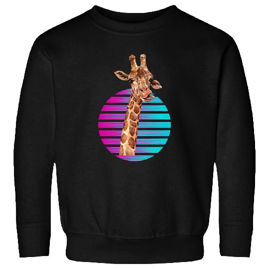 Retro Giraffe Synthwave Giraffe Zoo Worker Animal Sweatshirts