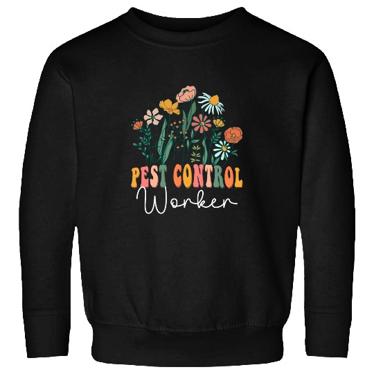 Retro Groovy floral Pest Control Worker Wildflower Tees For Sweatshirts