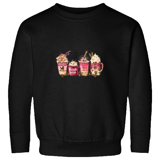 Poodle Mom Coffee Lover Hearts Paw Prints Standard Poodle Sweatshirts