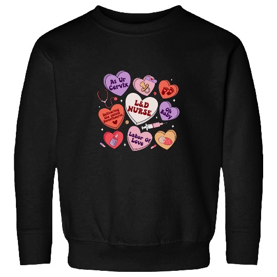 LD nurses Groovy Hearts Candy Valentines Day Women Sweatshirts