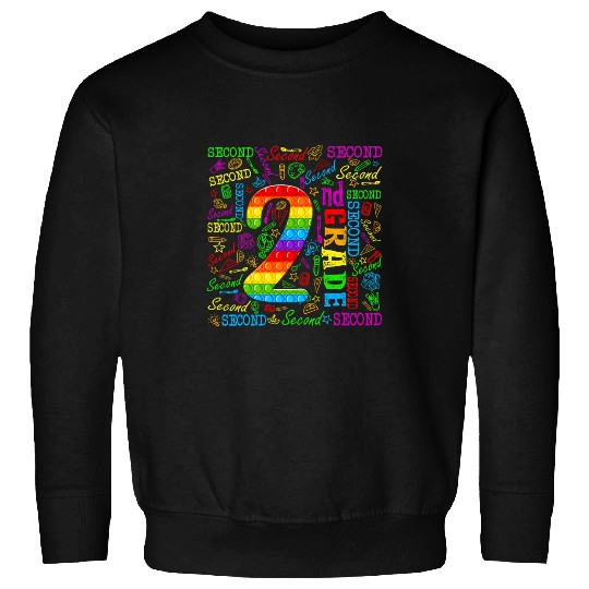 Pop It 2nd Grade Typography Back To School Student Teacher Sweatshirts