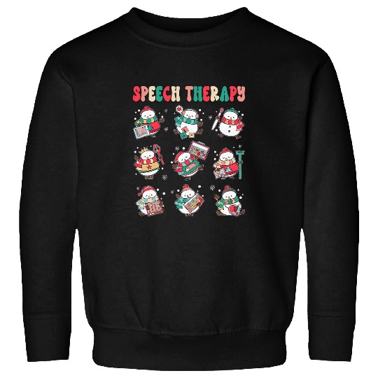 Speech Therapy Cute Snowman SLP Therapist Christmas Sweatshirts