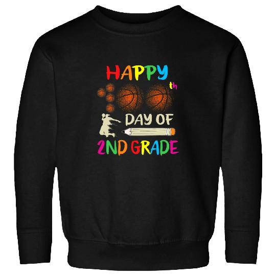 Happy 100th Day Of 2nd Grade For Kid Student Basketball Fan Sweatshirts