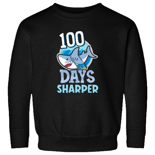 Funny 100th Day Of School  Kids Student Shark Lover Sweatshirts