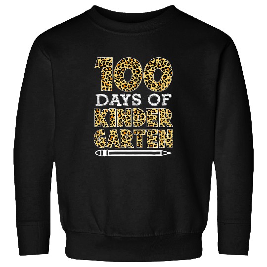 Leopard 100 Days Of Kindergarten Student Teacher Boy Girl 4 Sweatshirts