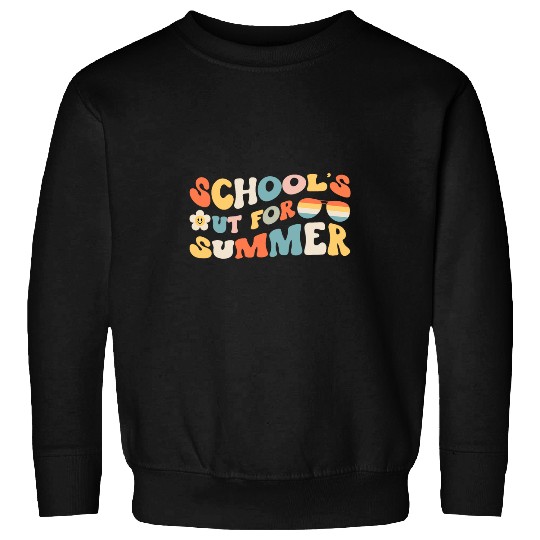 Schools Out For Summer Retro Groovy Teacher Summer Sweatshirts