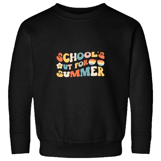 Schools Out For Summer Retro Groovy Teacher Summer Sweatshirts