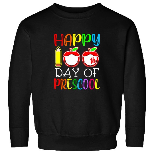 Happy 100th Day of Preschool Virtual Teacher Student Apple Sweatshirts