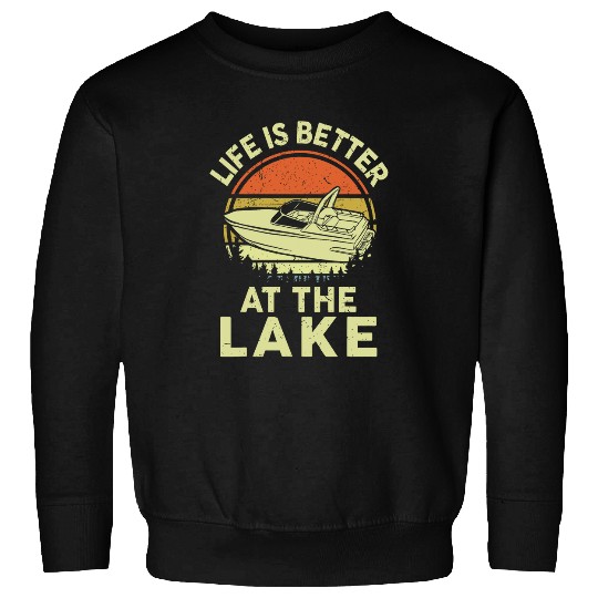 Life Better At The Lake Captain Toddler Men Motor Boat Sweatshirts
