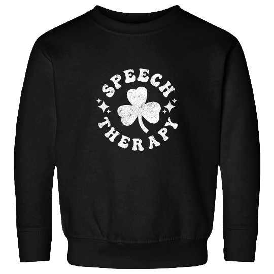 Speech Therapy St Patricks Day Retro Lucky SLP Therapist Sweatshirts