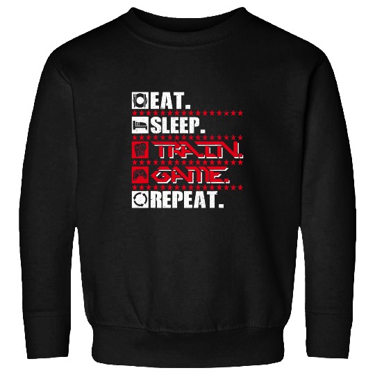 Eat Sleep Train Game Repeat Funny Gaming Gamer Boxer Pun 1 Sweatshirts