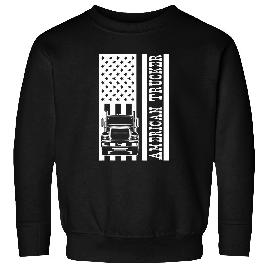 US American Flag Semi Truck Driver 18 Wheeler Trucker 2 Sweatshirts