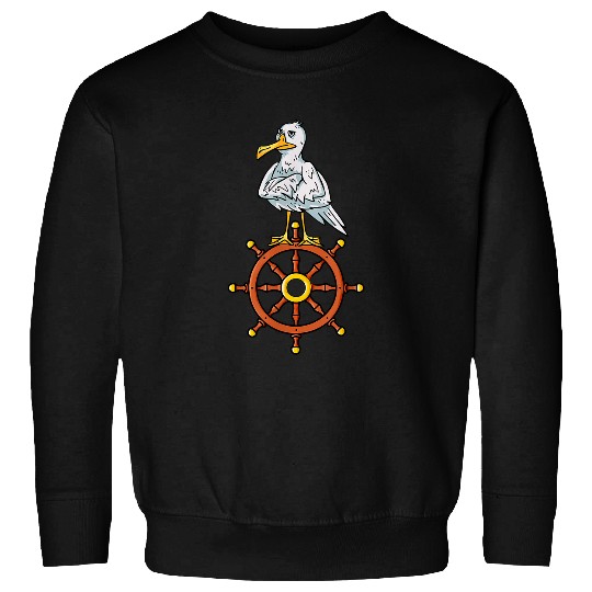 Seagull steering wheel sailor shipping captain maritime Sweatshirts