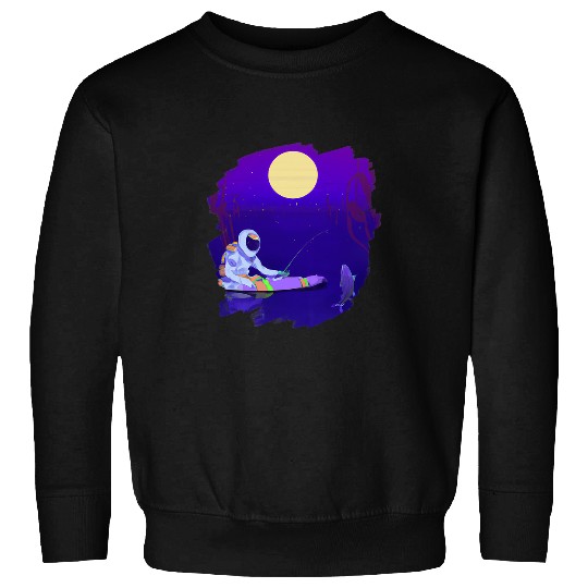 Astronaut Fishing Boat Space Ocean Lake Cool Fish Artistic 4 Sweatshirts