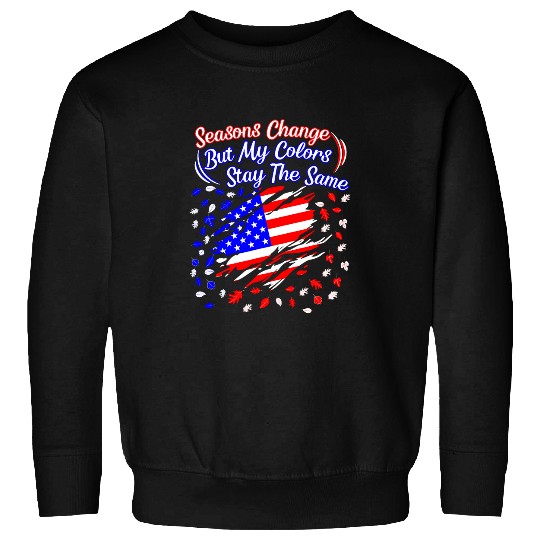 patriotic fall leaves seasons change american color usa flag Sweatshirts