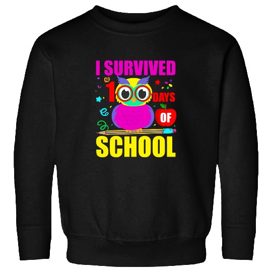 I Survived 100 Days Of School Owl Funny Teacher Student Sweatshirts