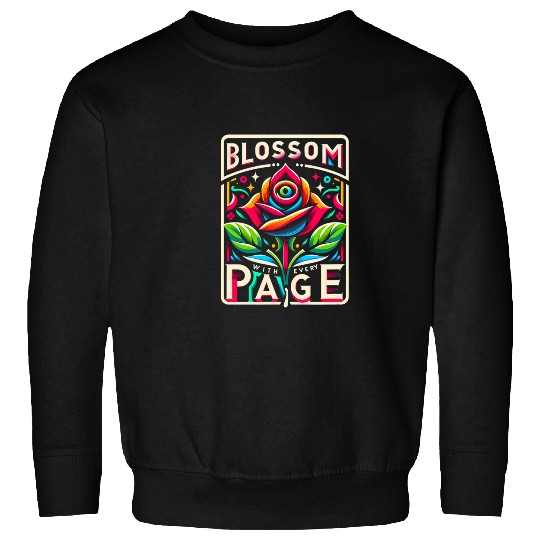 Blossom With Every Page Lovey Library Reading Lovers Sweatshirts