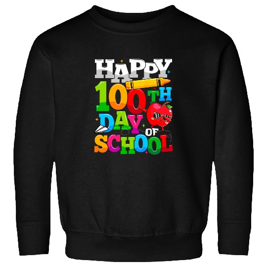Happy 100th Day Of School Apple Teacher Student Sweatshirts