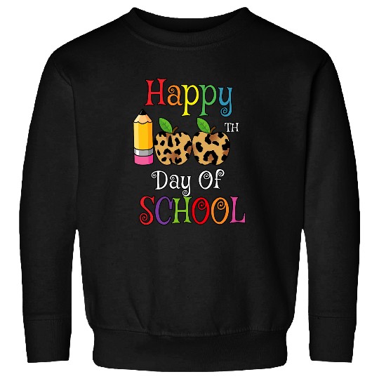 Happy 100th Day Of School Leopard print teacher student 1 Sweatshirts