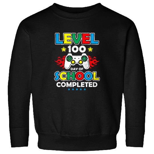 Level Up 100 Day of School Completed Funny Teacher Student Sweatshirts