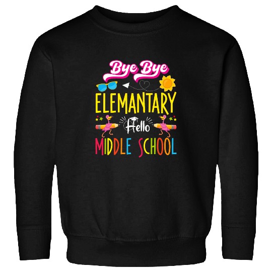 Flamingo Back to School Bye Elementary Hello Middle School Sweatshirts