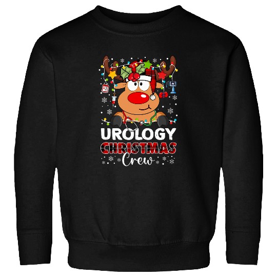 Urology Christmas Crew Reindeer Face Red Plaid Urology nurses Sweatshirts