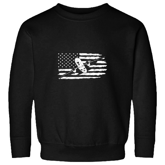US Flag Airplane Patriotic American Pilot Airplane Captain Sweatshirts