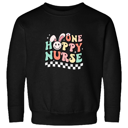 Groovy One Hoppy nurses Bunny Spring Easter Nursing RN NICU Sweatshirts