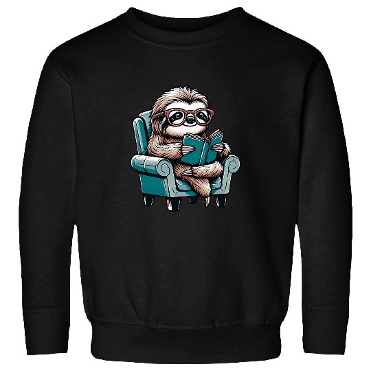Funny and Cute Sloth Reading a Book Sweatshirts