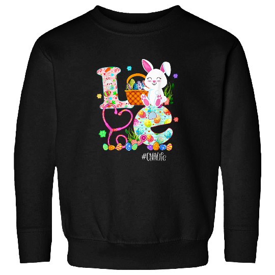 stethoscope scrub cna nurses life easter day cute bunny eggs Sweatshirts