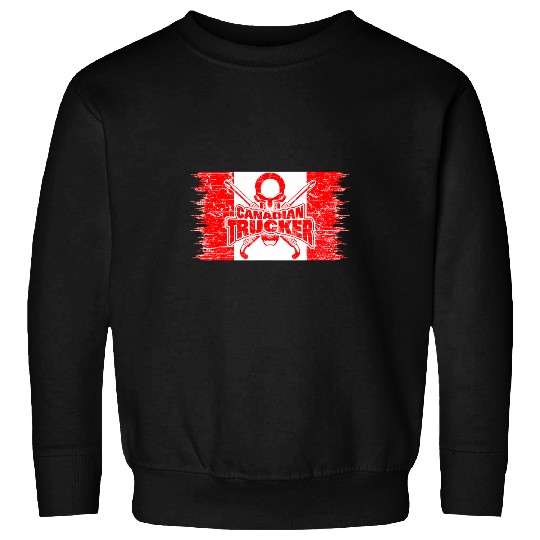 Proud Canadian Trucker Crossed Stacks Trucking Canada Flag Sweatshirts