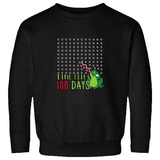 Funny Cute Days Of School 100th Day Flies Frog 1 Sweatshirts