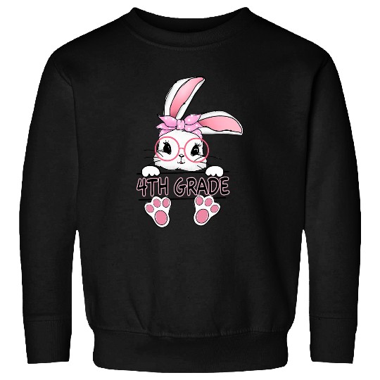 Love Bunny 4th Grade Student Easter Spring Rabbit School Sweatshirts
