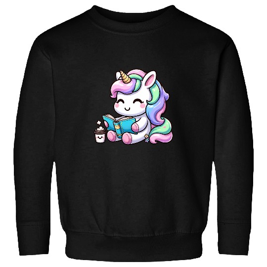 Funny Anime Kawaii Rainbow Unicorns Reading Books Coffee 7 Sweatshirts