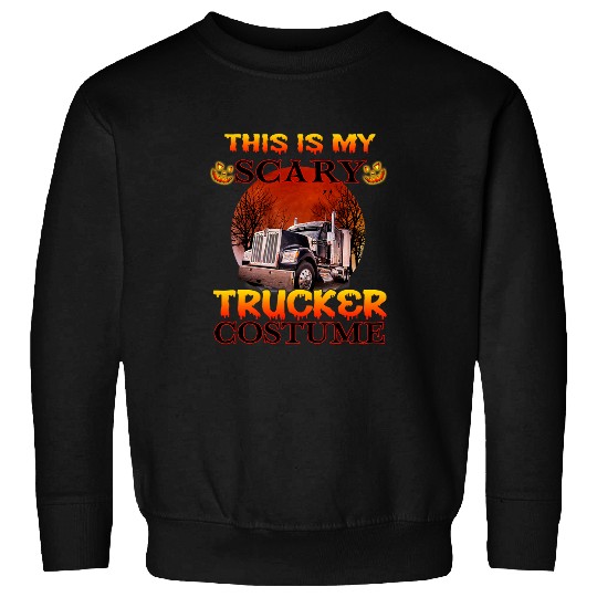 Trucker Halloween This Is My Scary Trucker Costume Vintage Sweatshirts