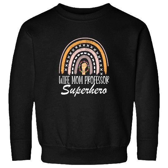 Wife Mom Professor Superhero Mothers Day Rainbow Vintage Sweatshirts