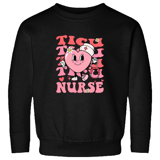 Groovy TICU nurses Funny Valentines Day Trauma ICU nurses Sweatshirts