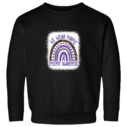 We Wear Purple Leopard Rainbow For Epilepsy Awareness Sweatshirts