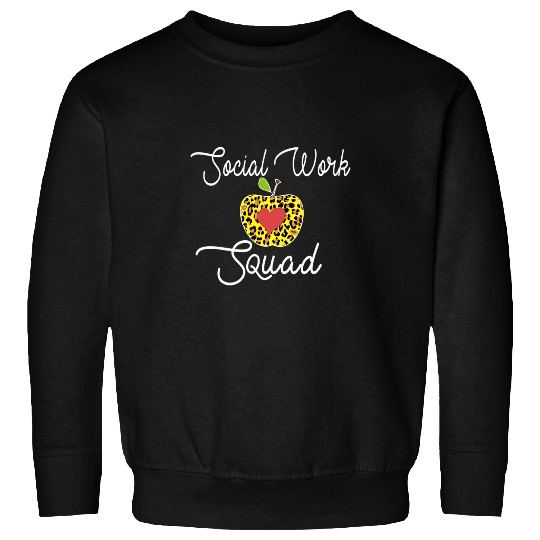 Social Work Squad School Social Worker Leopard Apple Sweatshirts