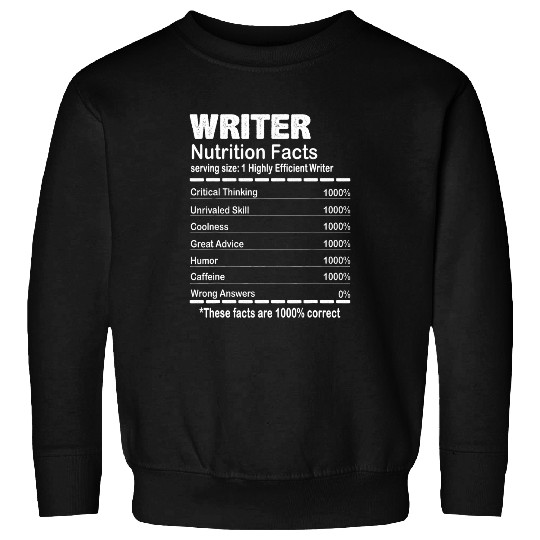 Writer Nutrition Facts Funny Thanksgiving Women Men Sweatshirts