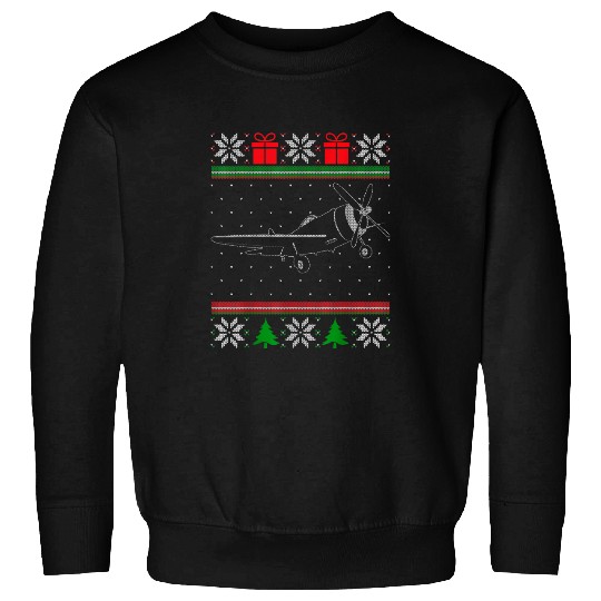 Small Flying Plane Ugly Christmas Light Sport Aircraft Pilot 2 Sweatshirts
